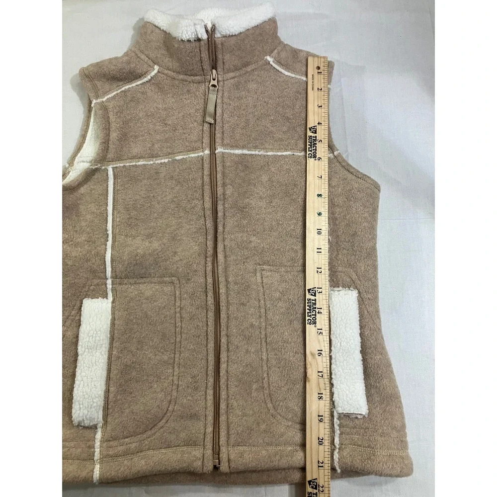 Frost‎ Womens Tan Fleece Full Zip Sherpa Lined Vest Mock Neck Beige Small